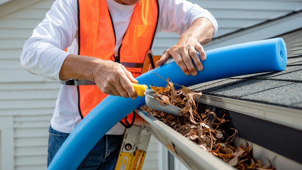 The Pool Noodle Hack That's A Game-Changer For Cleaning Your Gutters