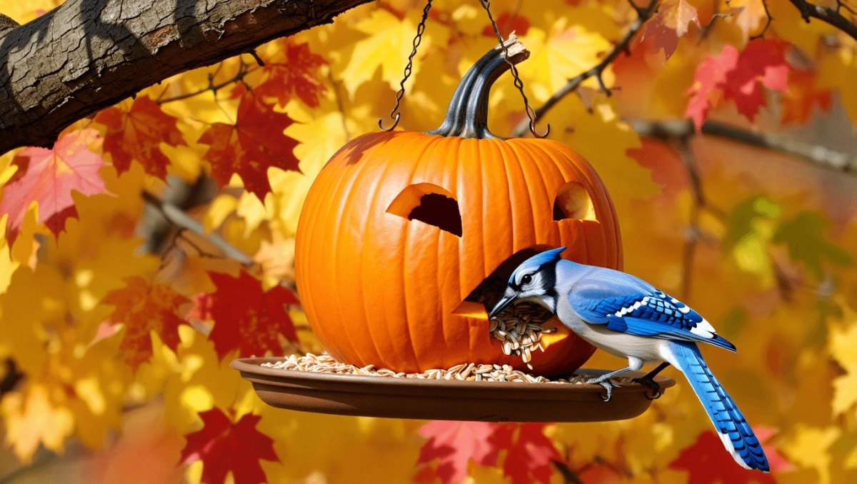 Easily Repurpose A Pumpkin Into The Perfect DIY Bird Feeder This Fall