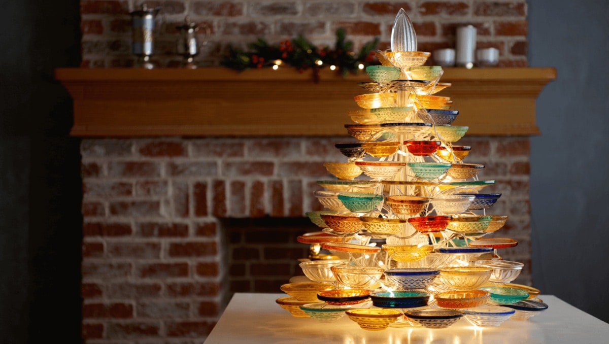 The Elegant Thrift Store Upcycle That Turns Glassware Into DIY Christmas Tree Decor
