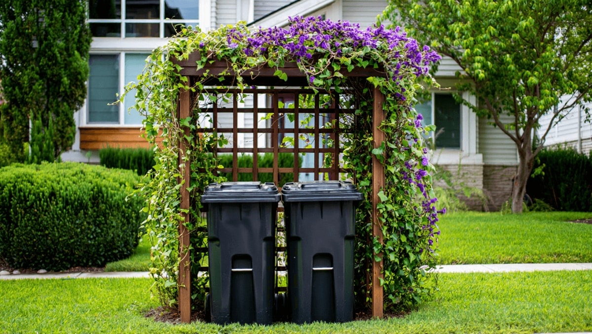 This Stylish DIY Makes Your Outdoor Trash Bins Way Less Of An Eyesore