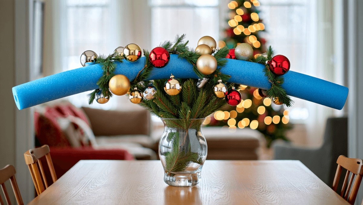 Use A Dollar Tree Pool Noodle To Create A Gorgeous Christmas Centerpiece In Minutes