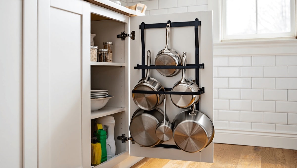 This Dollar Tree Pots & Pans Storage Hack Frees Up Space In Kitchen Cabinets