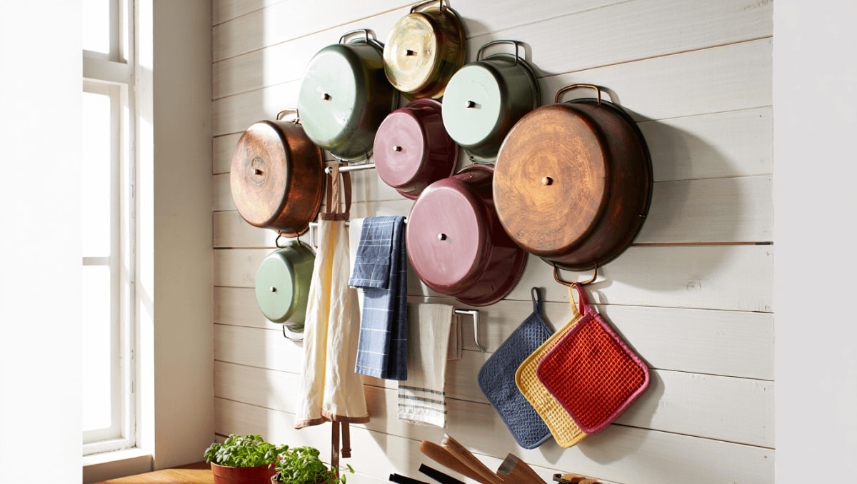 Repurpose Old Pot Lids Into Charming Kitchen Decor That Doubles As Storage