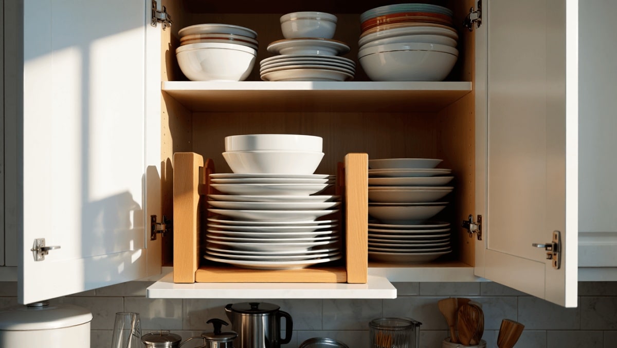 Organize Cluttered Dishes With A Smart Bookend Solution