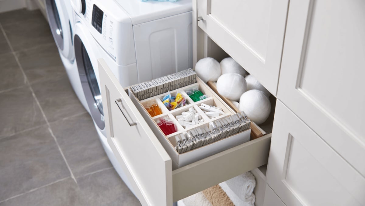 The Smart Way To Reuse An Empty Tissue Box For A Neater Laundry Room
