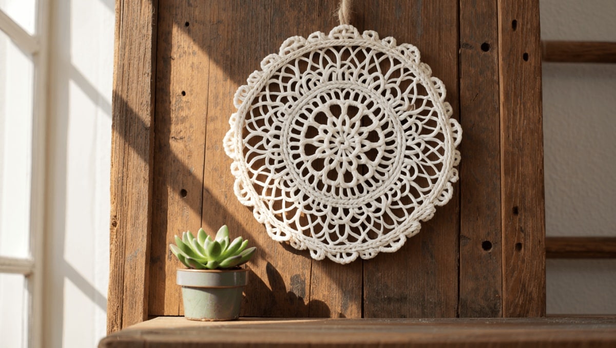 Repurpose A Thrifted Vintage Doily Into A Stunning Rustic Wall Decor Piece