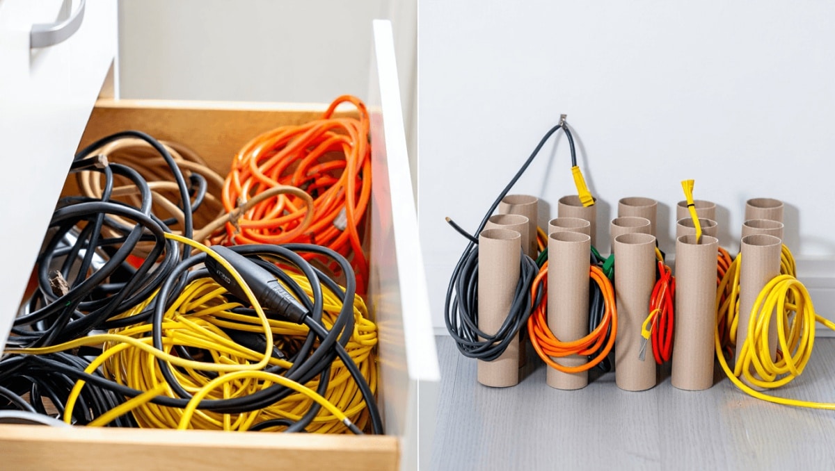The 5-Second Paper Towel Trick That'll Change How You Store Extension Cords