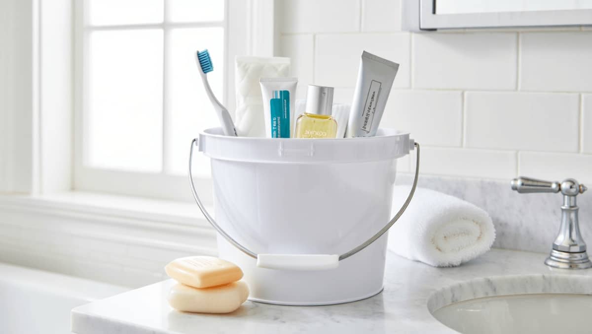 Turn An Old Bucket Into A Guest-Ready Bathroom Kit Your Overnight Visitors Will Love