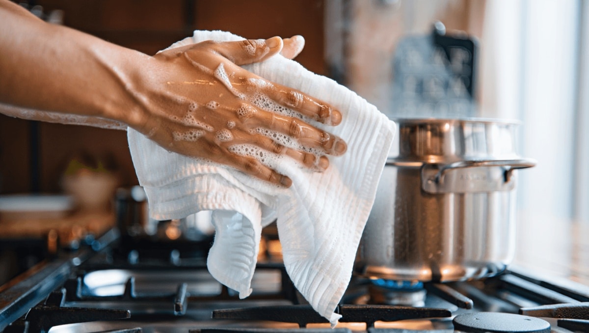 Tired Of Your Kitchen Towels Falling? You'll Love This Dollar Tree Hack
