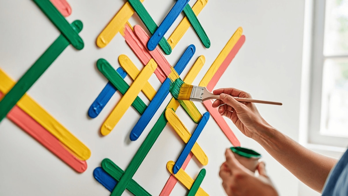 DIYer Uses Paint Sticks To Create Luxe-Looking Wall Art On A Budget