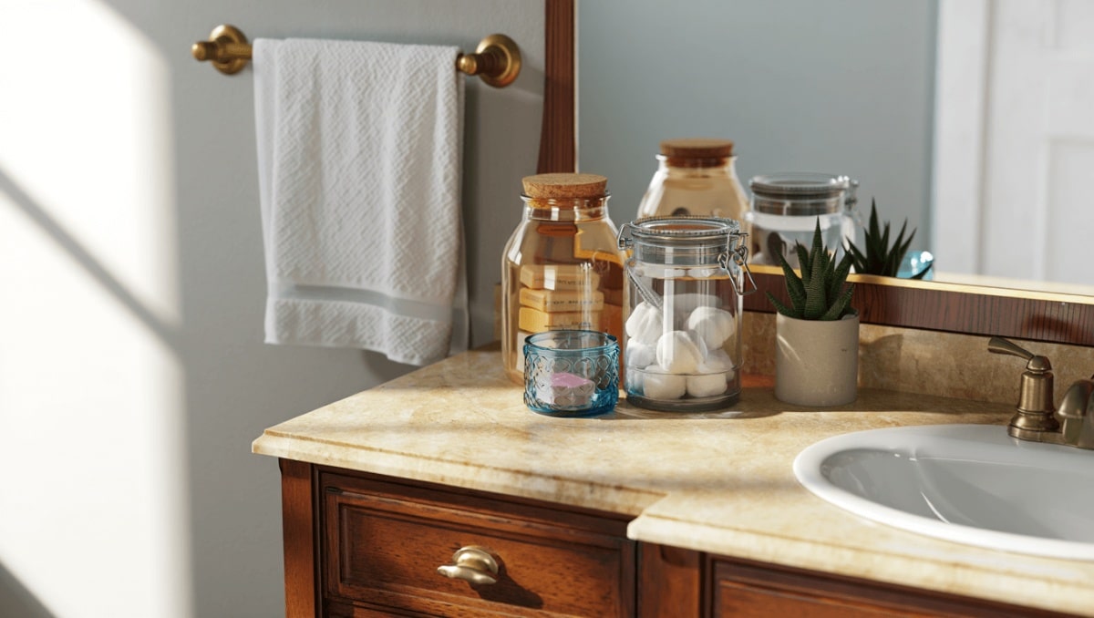 Turn Thrifted Glass Containers Into Artsy Sink-Side Storage And Organization