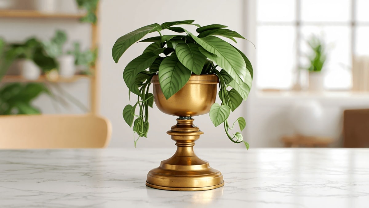 The Genius Way To Give A Thrifted Lamp New Life As A Chic Riser For Indoor Plants