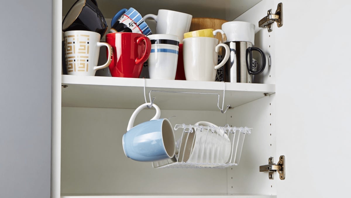 The Overlooked Coffee Mug Storage Solution That Clears Cabinet Clutter
