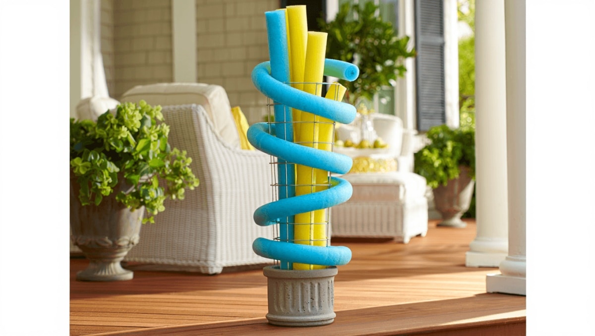 Woman Uses Dollar Tree Pool Noodles To Make High-End Porch Decor On A Budget
