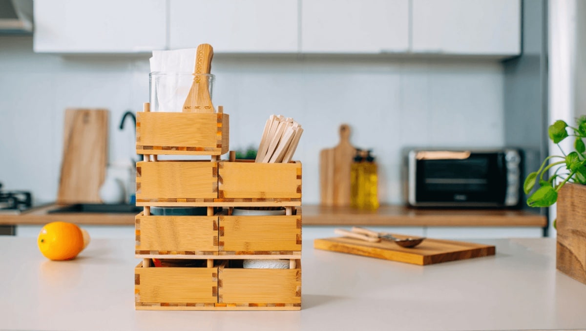 Keep Kitchen Countertops Clutter-Free With A Simple DIY Storage Solution