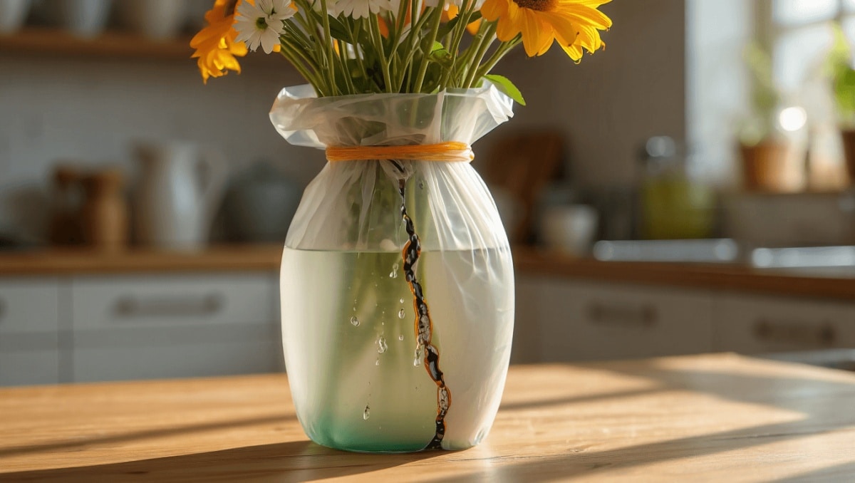 Don't Toss That Leaky Flower Vase! This Plastic Baggie Hack Works Like Magic