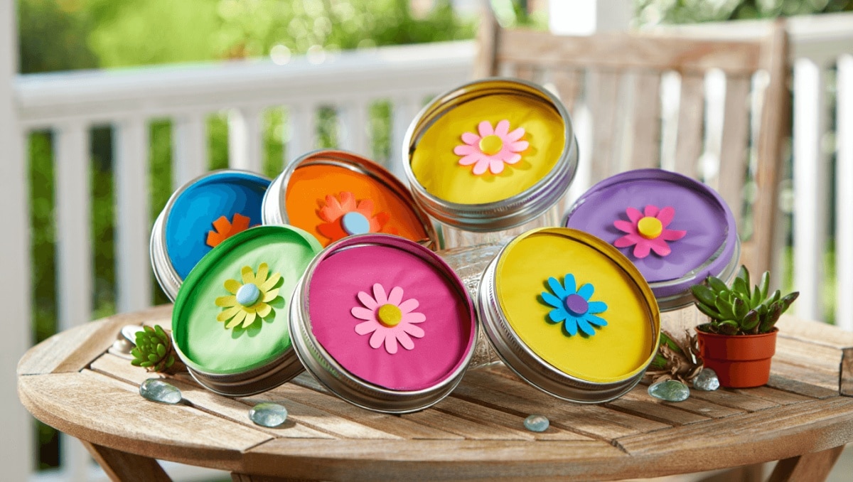 Reuse Old Mason Jar Lids To Create Cute & Charming Patio Decor On A Budget