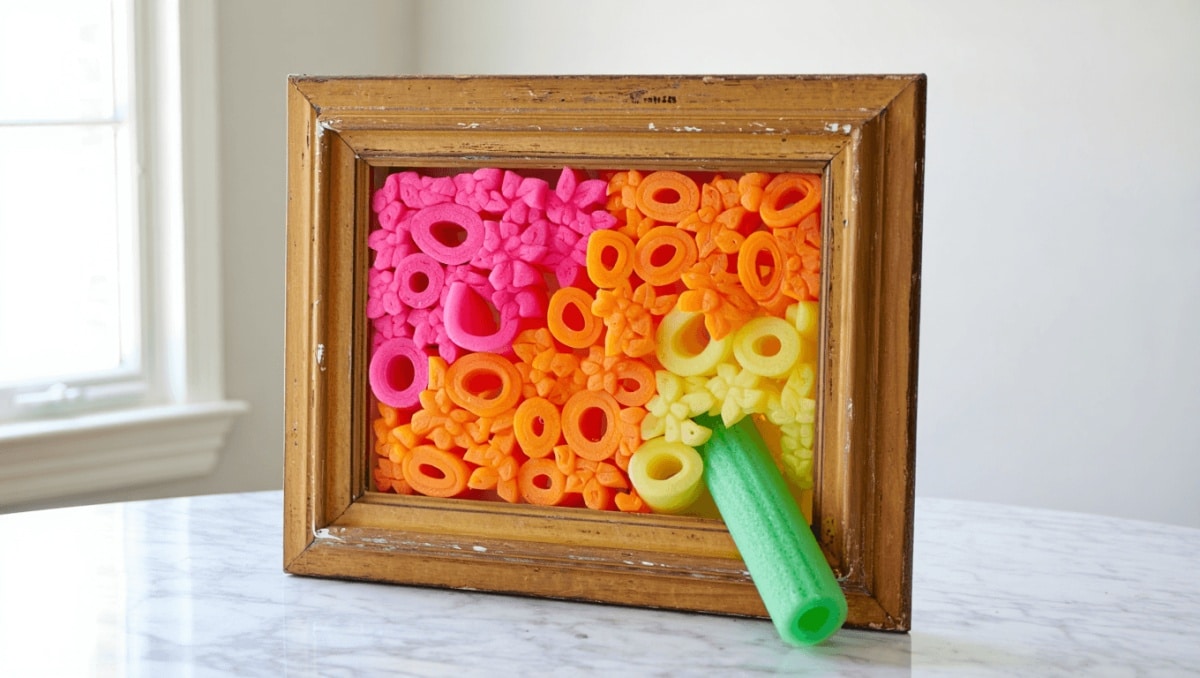 Woman Uses A Pool Noodle & Old Frame To Create The 'Prettiest DIY On The Internet'