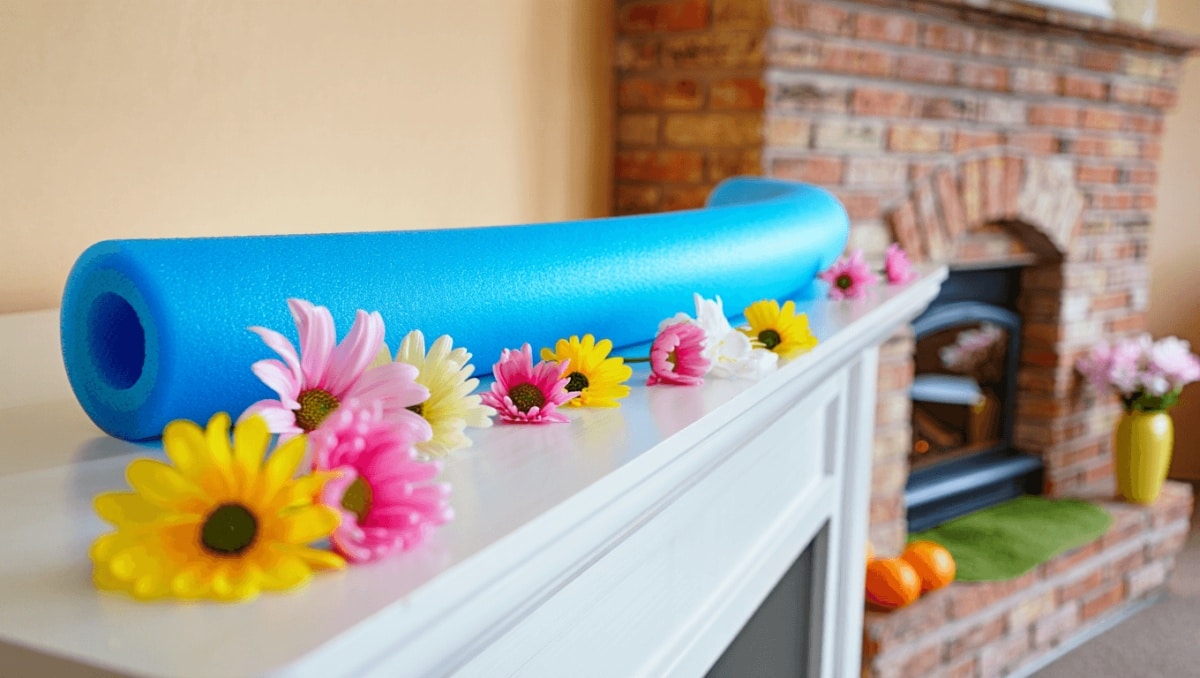 Grab A Pool Noodle And Flowers To DIY Colorful Spring Mantel Decor