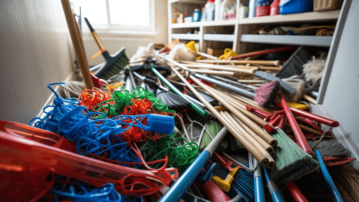 The Zip Tie Hack That Makes Organizing Brooms And Mops So Much Easier