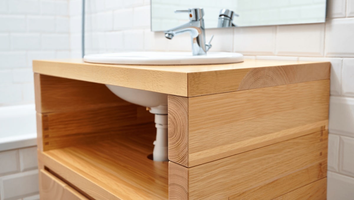 Build A Chic Bathroom Vanity On A Budget With This DIY Using Ordinary Wood