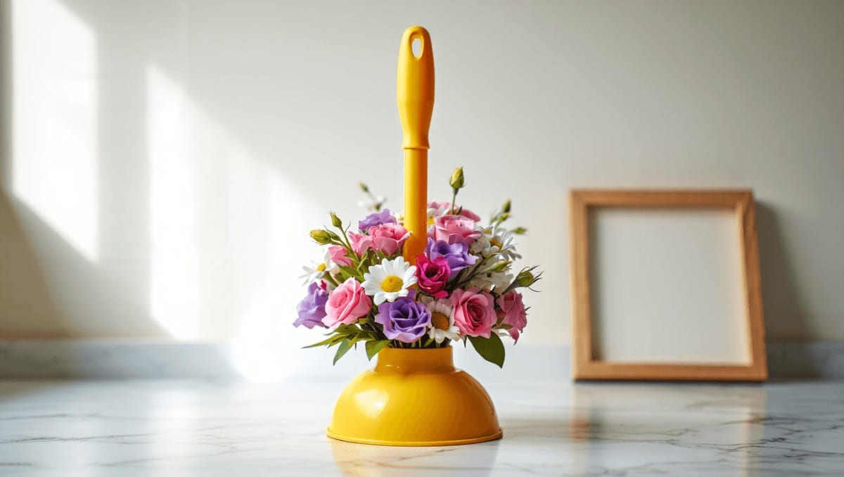 She Grabs A Dollar Tree Toilet Plunger And Frame To Create Stunning Floral Decor