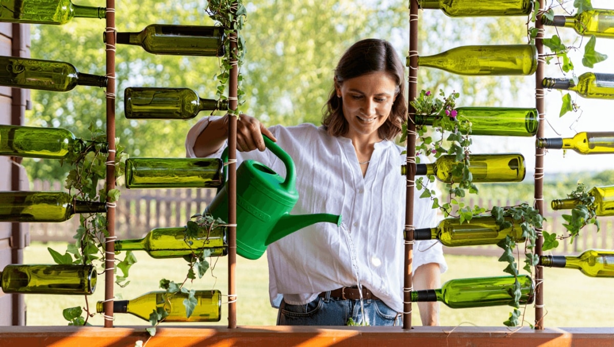Upcycle Glass Bottles Into A Stunning DIY Privacy Screen