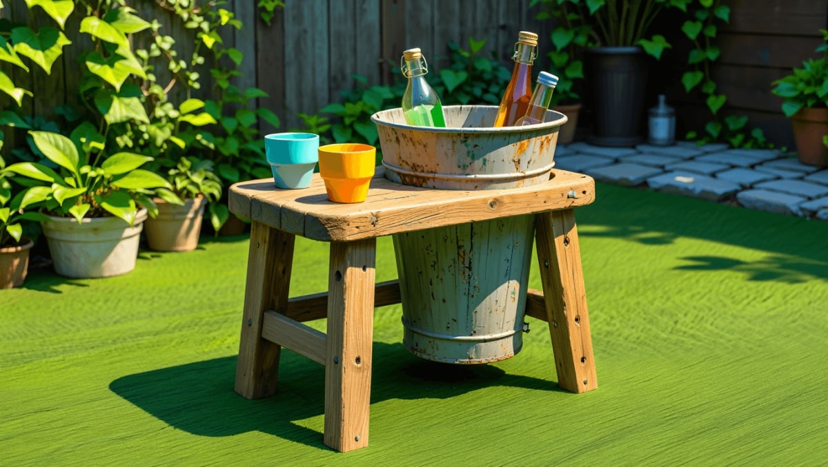 Turn An Old Stool And Bucket Into A Genius Patio Piece For Summer