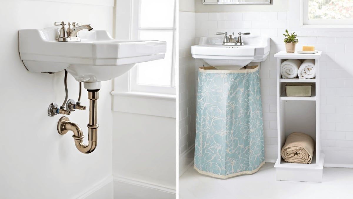 The Easy Way To Make An Ugly Pedestal Sink Stylish And Add Extra Storage
