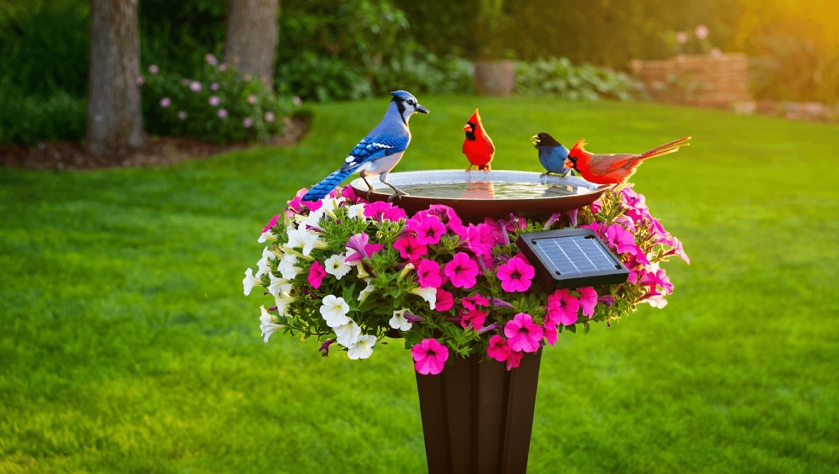 Target Is Selling A Solar Lighted Birdbath That Can Also Beautifully Display Flowers