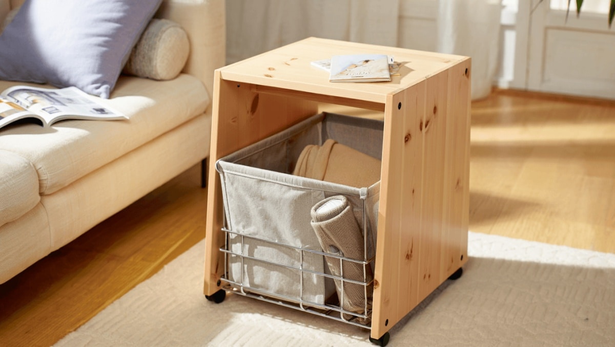 Forget Baskets: This IKEA Side Table Doubles As A Clever Solution To Store Blankets
