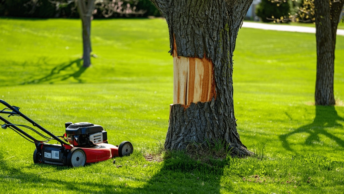 The Summer Lawn Mowing Mistake That's Damaging Your Trees