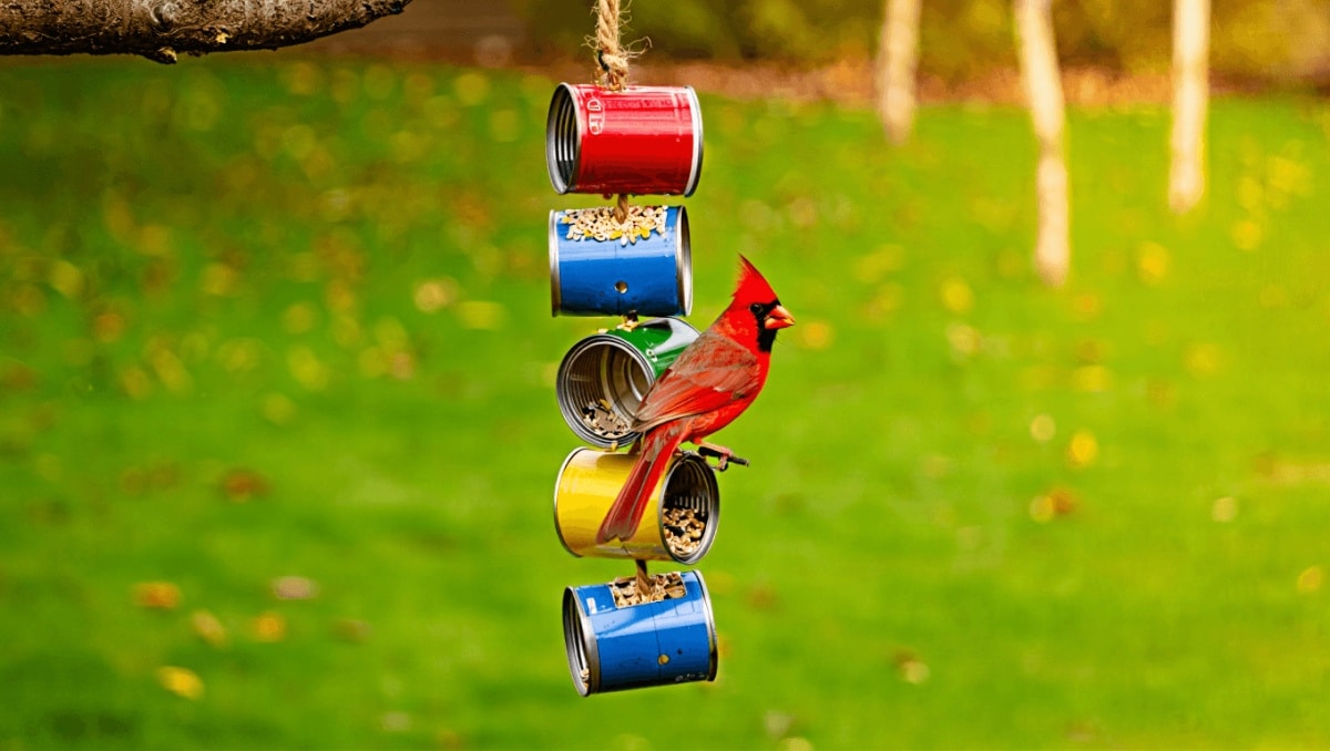 Turn Empty Soup Cans Into An Adorable Feeder Birds Will Love