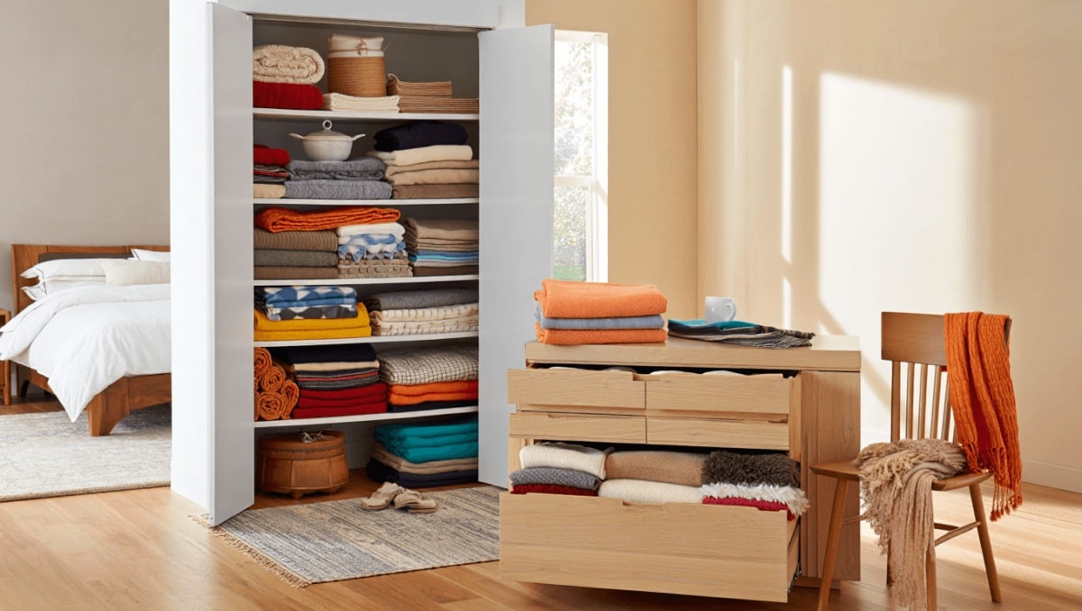 Skip Stuffed Shelves: Turn A Bedroom Staple Into A Smarter Way To Store Blankets