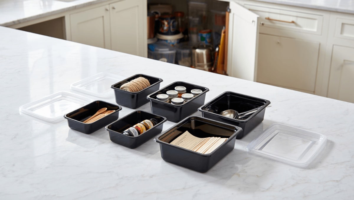 Don't Toss Old Takeout Containers — Turn Them Into Easy Countertop Organizers