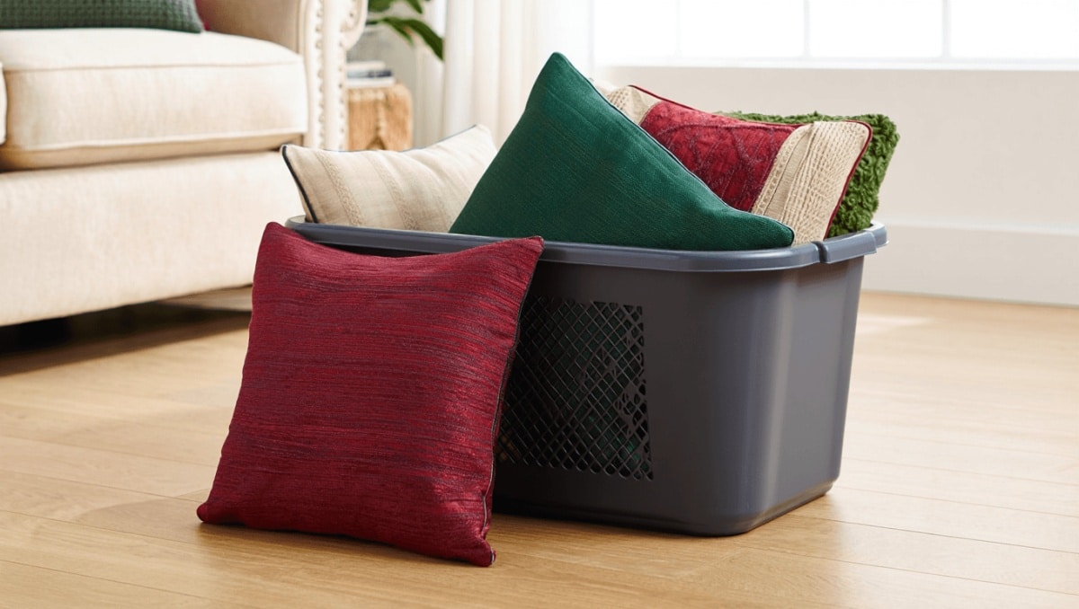 Forget Bins: A More Stylish Way To Organize Throw Pillows With A Dollar Tree DIY
