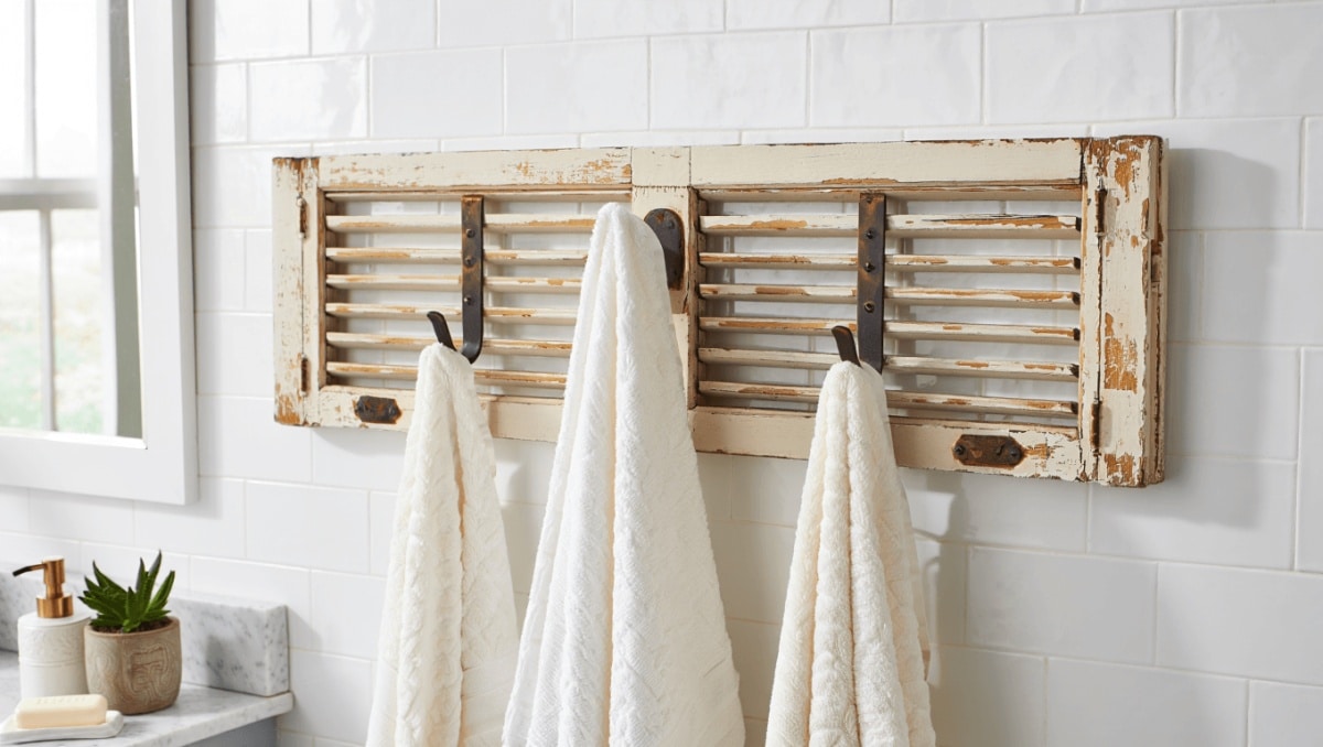 Turn Old Shutters Into A Creative Way To Hang Bathroom Towels