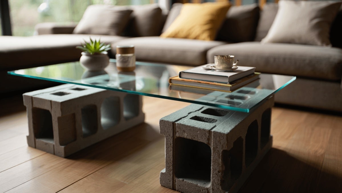 Woman Turns Cinder Blocks Into A Trendy Coffee Table On A Home Depot Budget