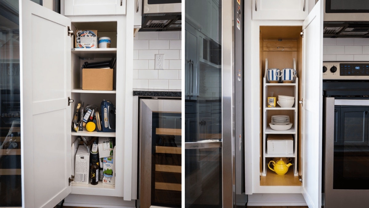 Goodbye Clutter: There's A Clever Hack For Organizing Narrow Cabinets