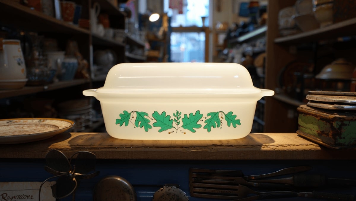 Finding This Rare Leaf-Patterned Pyrex Pan Is The Ultimate Thrift Store Score