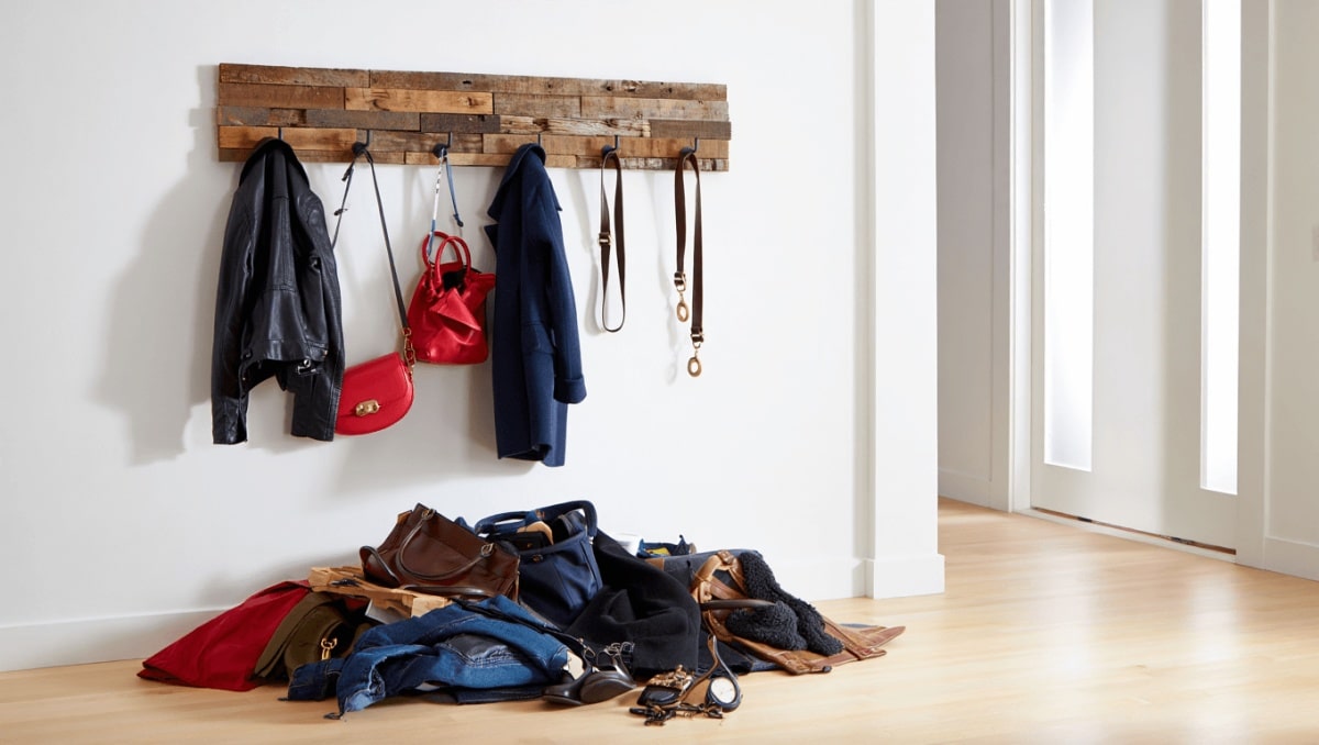 Declutter Coats From A Crowded Entryway With This Cool Scrap Wood DIY