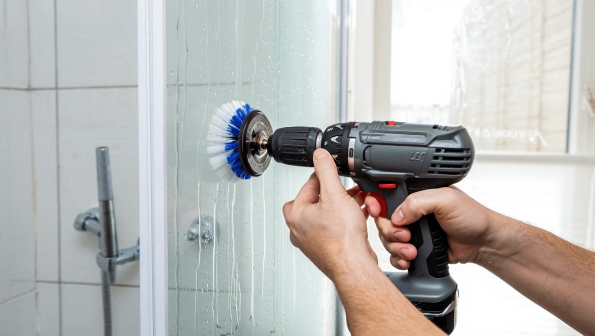 Drop The Sponge: Easily Clean Shower Doors With A Drill Attachment
