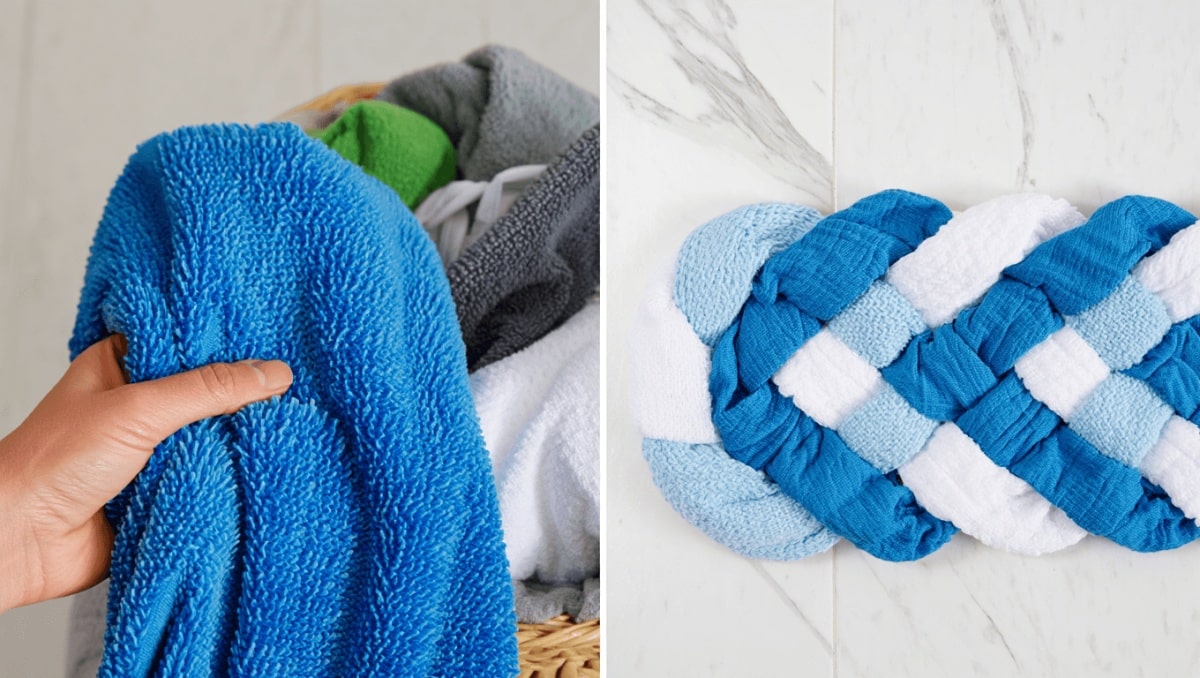 Easily Upcycle Old Towels Into A Stylish Bath Mat