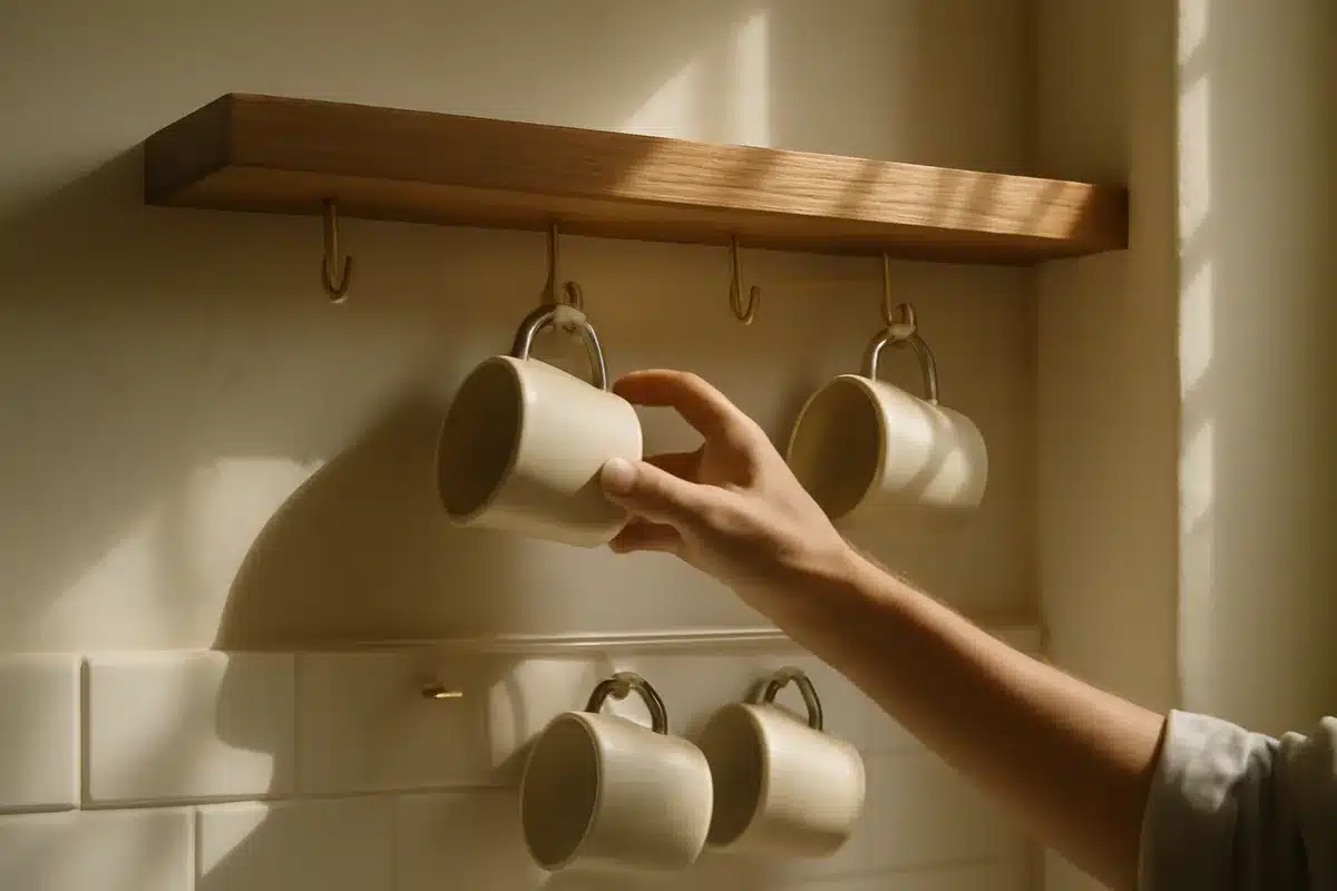 Coffee mugs: simple DIY hack to clear overstuffed cabinets