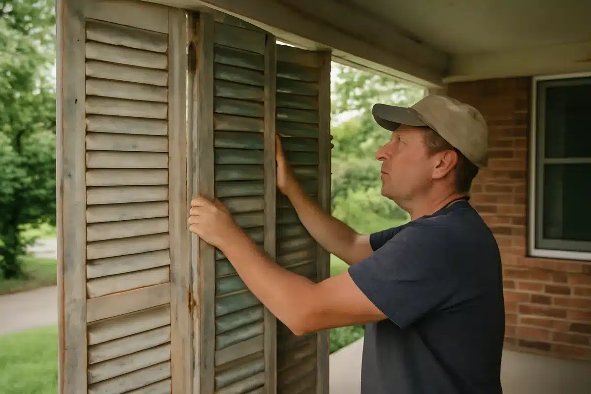 Why reclaimed shutters are ideal for a porch privacy screen — Shutters offer ready-made panels, instant texture, and weathered charm. They’re sturdy, often already painted, and sized to fit standard openings. Using them saves money and reduces waste. Built-in slats allow