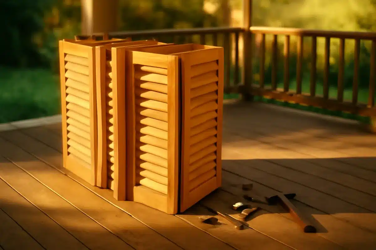 Privacy screen from old shutters: transform your porch in hours