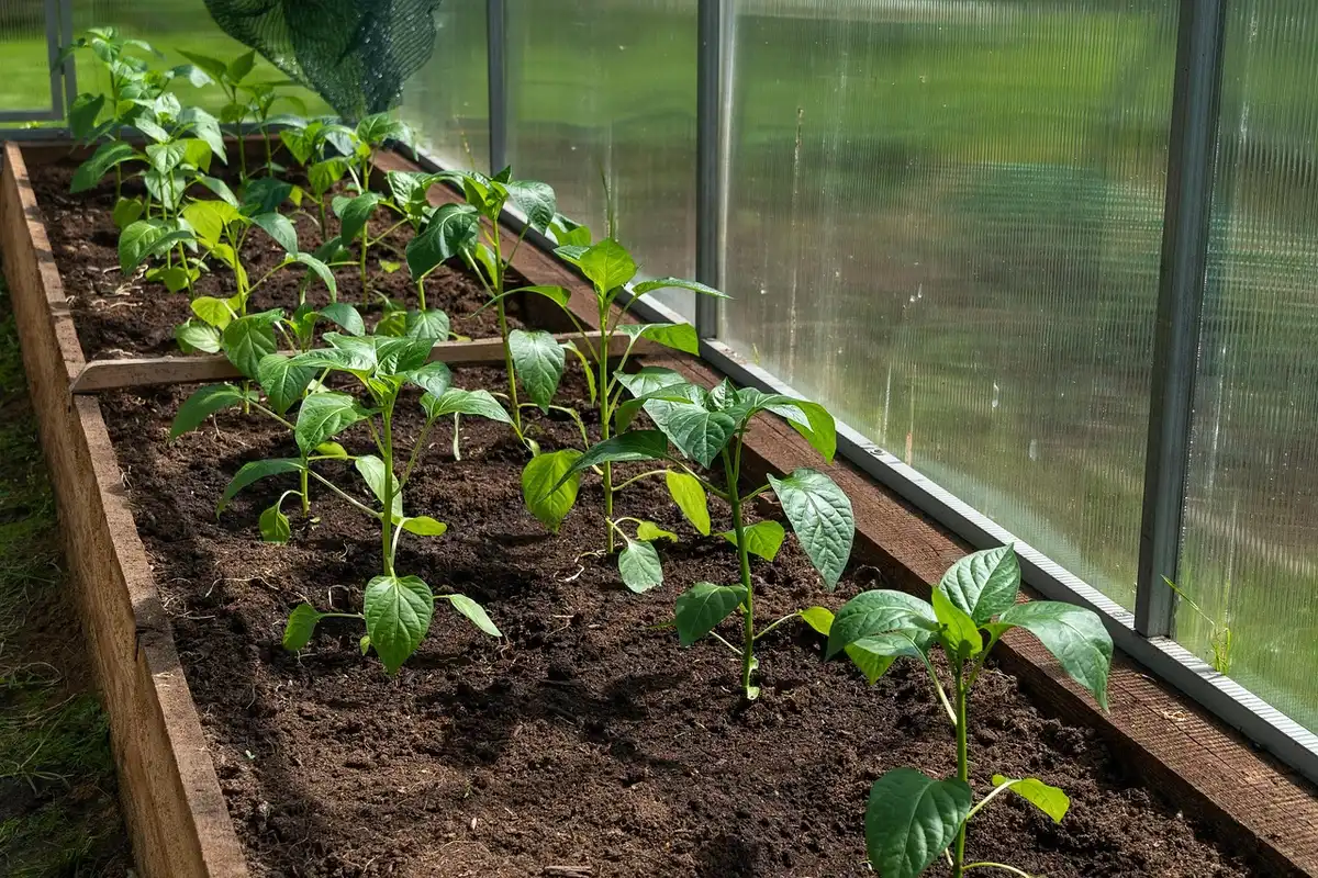 Cayenne pepper powder spilled on garden soil near young plants
