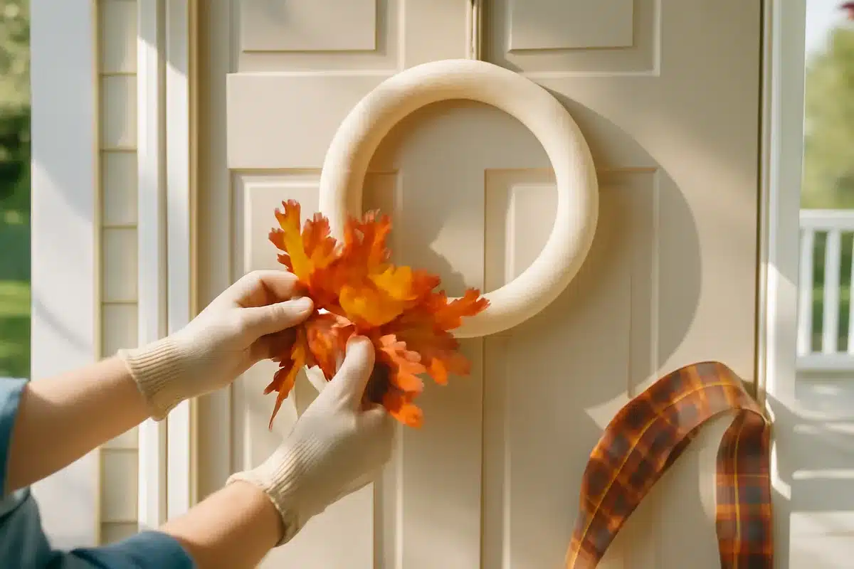 Dollar Tree pool noodles turn into a clever fall wreath: easy DIY hack