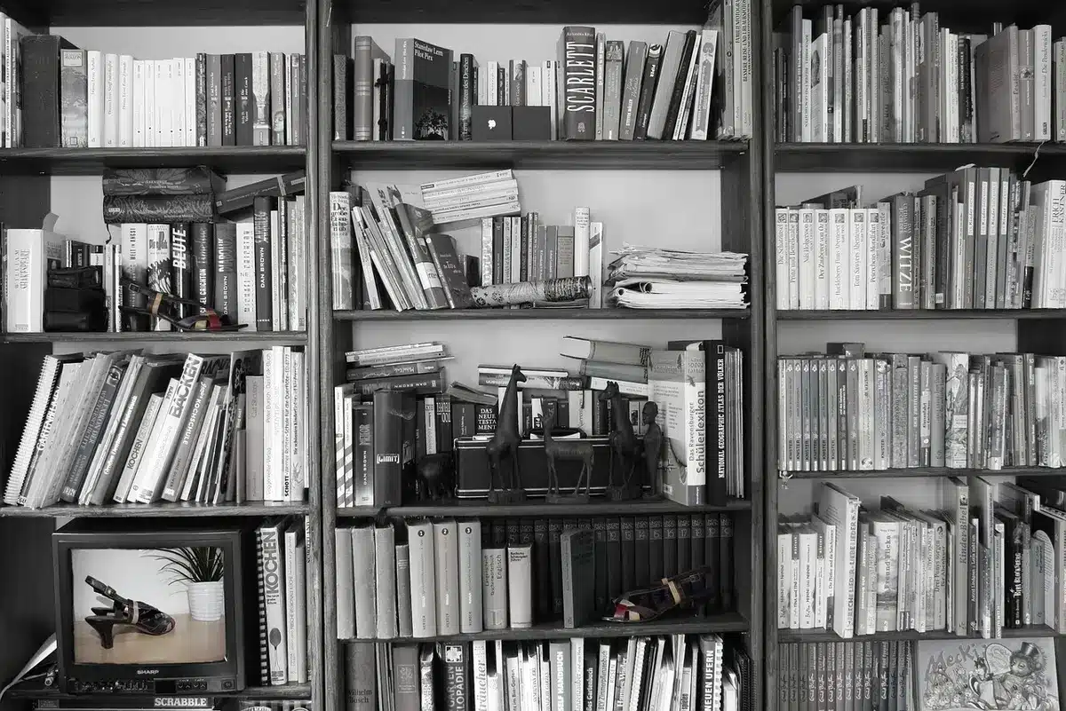 Thrifted tall bookcase leaning against wall, ready for repurposing