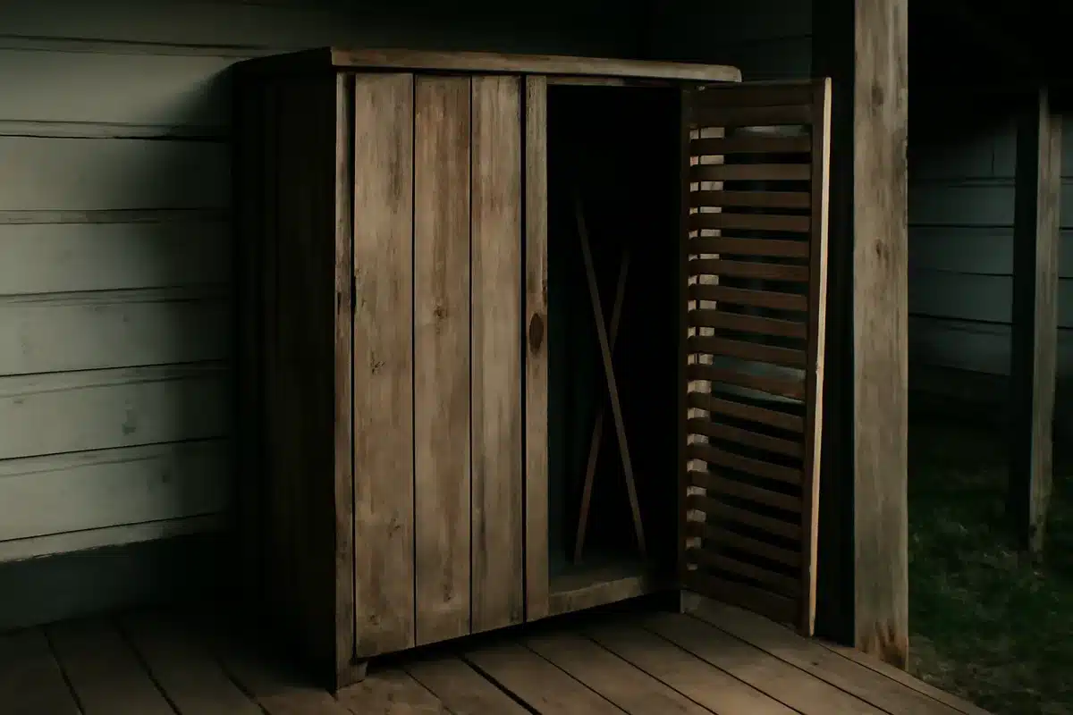 Hidden outdoor storage: turn an old bookshelf into secret garden storage